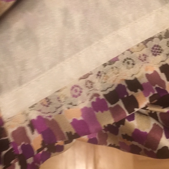 Kate Spade Aubrey Purple/White/Peach/Tan Wrap Silk Dress with Sash - Size 2. - Picture 11 of 17